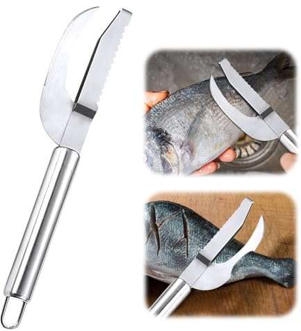 XQMMGO 3 in 1 Fish Knife, Entschupper für fisch, Fischschuppen entferner, Fisch messer, Filitiermesser scharf fisch, Multifunktionales Edelstahl Fischmesser