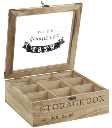 WELL HOME MOBILIARIO & DECORACIÓN Caja de té en madera con 9 compartimentos