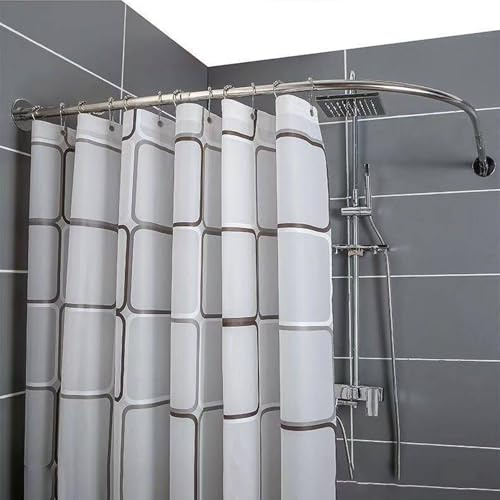 Cammeciso Barra para Cortina de Ducha en Forma de L,Barra de Cortina de Ducha Extensible En L,Barra De Cortina Curva para Ducha,Ducha Riel de Barra de Cortina de,Anti-óxido,para baño,vestidor