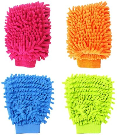 4 Pezzi Di Guanti Per La Pulizia Di Auto, Strumenti Per La Pulizia Delle Auto, Forniture Per Lavaggio Per Auto, Guanti Per Lavaggio Per Auto A Doppia Faccia, Accessori Per La Cura Delle Auto.