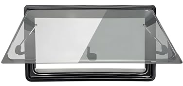 Ventilador Techo Caravana, Ventana lateral for autocaravana con marco de metal y vidrio acrílico, con cortina plegable for ventilación de autocaravana(700x300mm)