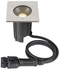 SLV Foco empotrable en el suelo 1007811 / Foco LED para terraza, exterior, lámpara empotrable para jardín, lámpara de suelo para exteriores/IP67 3000 K, 6,5 W, 450 lm, acero inoxidable, regulable 24
