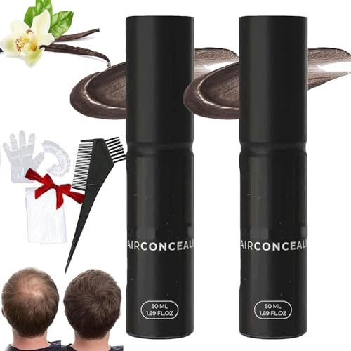 2 piezas Tiveno Crema Corrector De Cabello,Para Un Cabello Naturalmente MáS Grueso Y Con Apariencia Segura,Resistente Al Agua Y Al Sudor,Para Mujeres Y Hombres (Marrón oscuro*2, Talla)