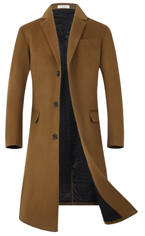 ELETOP Men's Trench Coat Winter Wool Jacket Long Business Overcoat Pea Coat 1801 Camel XXL