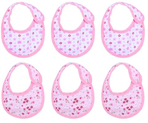Homoyoyo Lot de 3 Set de Ensembles de 2 Bavoirs en Tissu Réutilisables pour Poupées, Accessoires pour Nourrir Les Poupées, Motifs Variés, Taille Ajustable, pour Jeux de Rôle