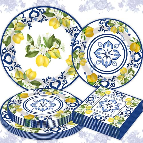 Capri Lemon Party Decoration Capri Lemon Birthday Party Tableware Supplies | Capri Lemon Birthday Party Tableware Supplies Plates Napkins 10 Guest