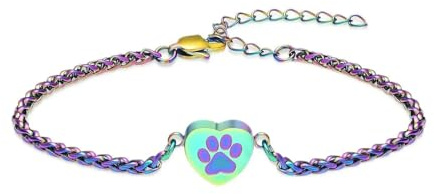 WZGWDC Hjärta urna armband för aska tasstryck kremering smycken för husdjur Ask justerbar handkedja hund katt minnessak för kvinnor