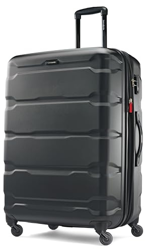 Samsonite Omni PC Hardside Expandable Luggage with Spinner Wheels, Black, Checked-Large 28-Inch