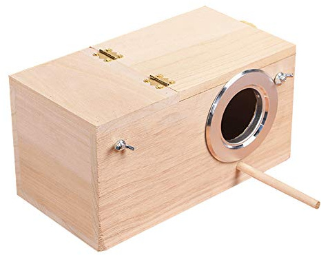 YJJKJ Wood Parakeet Nest Box Pet Bird House Parrot Breeding Mating Box Bird Cage Box for Lovebirds Cockatiel Parrotlets Budgerigar Parakeet (M)