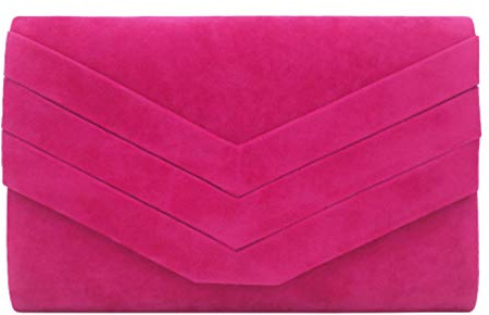Fioeyr Stylish Faux Suede Envelop Style Bridal Wedding Evening Clutch Party Purse Hand Bag