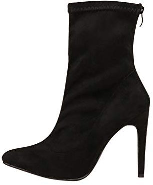 Stivali da donna con tacco alto, stivaletti da donna, sexy, a stiletto, in camoscio Chelsea da donna, taglia 37-42, nero, 39
