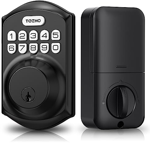 TEEHO TE001 Keyless Entry Door Lock with Keypad - Smart Deadbolt Lock for Front Door with 2 Keys - Auto Lock - Easy Installation - Matte Black