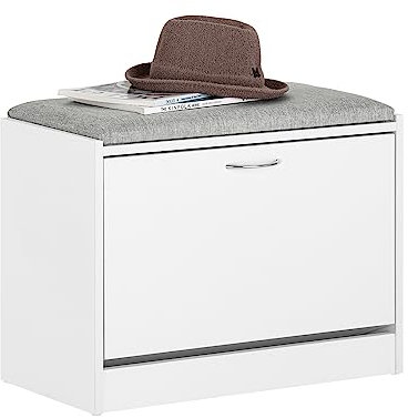 SoBuy Scarpiera Ingresso Panca Contenitore con Cuscino - Salvaspazio Slim da 60x30x46 cm - Cassapanca Porta Scarpe in Legno per Corridoio o Camera, Portata 120kg - FSR16-HG