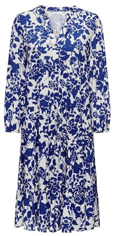 ONLY Robe méditerranéenne décontractée pour Femme avec Boutonnage - Robe midi Estivale, Couleurs:Bleu, Taille:S