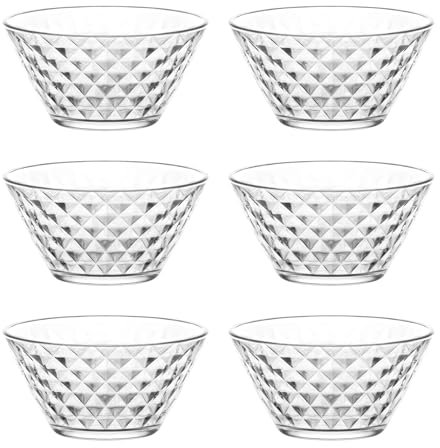 vienberg Juego de 6 cuencos de cristal de 330 ml de alta calidad, 115 mm de diámetro, cuencos de postre, aperitivos, vasos de cristal, aptos para lavavajillas