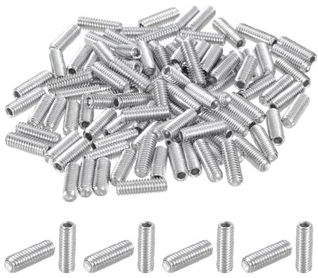 sourcing map 100Pcs Hex Socket Grub Screw, M4x12mm 304 Stainless Steel Head Socket Set Screws Flat Point Grub Bolt for Door Handles, Light Fixture Repair
