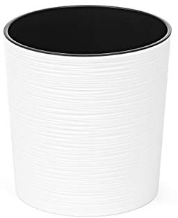 Round Garden Plant Pot - Flower Container with Insert (White, 30cm x 30cm) - Indoor/Outdoor