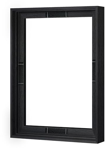 Abtgt 12x16 Canvas Floating Frame with 0.9 Deep, Black Floater Frame for Canvas Paintings with Adhesive, Vertical or Horizontal Wall Art frame for Prints Oil Painting Diamond Decor, 1 Pack.