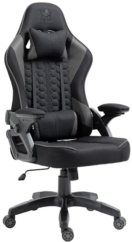 KRAKEN CHAIRS Chaise Gaming Tissu - Noir-Graphite - Fauteuil Gamer Confortable Ergonomique - Réglable Accoudoir/Lombaire - Chaise Bureau Pivotante - pour Gamer Adulte Bureau - Chaise de Gaming