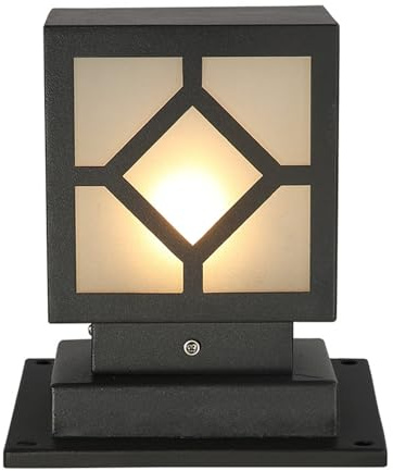 LUOYAOB Luz de pilar estanca vintage cuadrada Césped a prueba de lluvia Lámpara de columna al aire libre Jardín antiguo Paisaje Poste Linterna Luz de bolardo exterior de aluminio for patio Patio