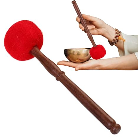 Tibetanska sångskålar - 28 x 7 cm ull- och träverktyg | Sångskål - Handgjord trä Mallet - Mallet av trä - Mass Meditation | Ljudläkning - Chakra Balance - Stick Mindfulness