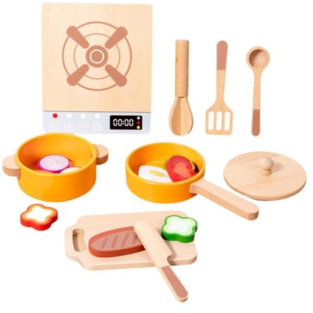 MagiDeal Juego de Cocina de Madera para niños, Juego de Cocina de Madera, de motricidad Fina, Accesorios para Juegos, Restaurante y Exteriores.