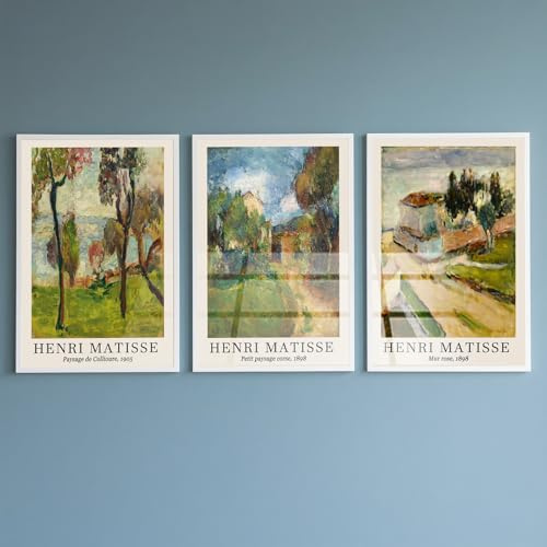 PWAAHDC Henri Matisse Wall Art Set of 3 – A2 Unframed Abstract Posters, Vintage Pictures Prints, Landscape Artwork for Home Décor Walls
