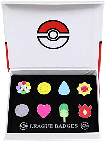 8Pcs Pocket Monsters Gym Badges Collection Gift Box,Pins Mystic Instinct Badges