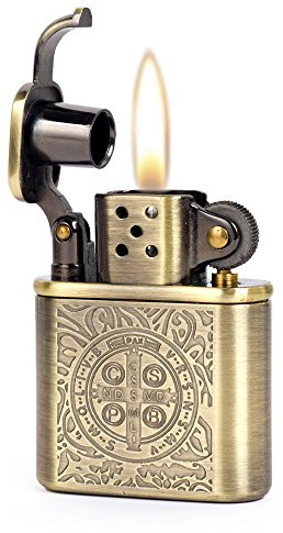 bronzy tallada Constantine estilo antiguo ascensor brazo aceite encendedor de gasolina
