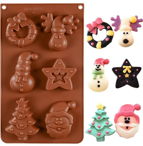 Christmas Santa Claus Silicone Baking Mould, FantasyDay Birthday Tray-Wedding Festival Party Silicone Cake Mold for Muffin Candy Chocolates Butter Soap Bread Loaf Brownie Cornbread Ice Cube