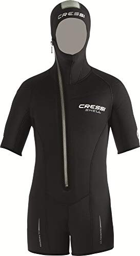 Cressi Shell Jacket Multi Thickness Man - Jacke / Shorty Modularer Reißverschluss und Kapuze zum Tauchen in Neopren 5mm Schwarz