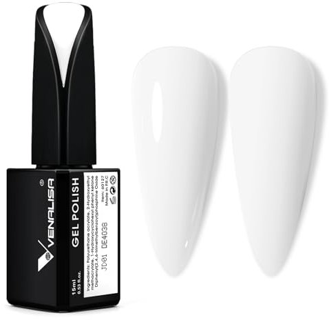 VENALISA UV Nagellack Weiß Nagellack Gel für UV Nagellampe Langlebige Maniküre Nagelgellack Soak Off Nail Gel Polish White 15ml