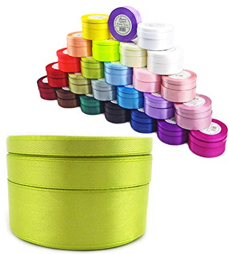 Sepkina Satinband Schleifenband Dekoband Band Bastelband Geschenkband Nähband Zierband Satin grün hellgrün kiwigrün Kiwi 0,32€/M(Kiwi-Guren, 25)