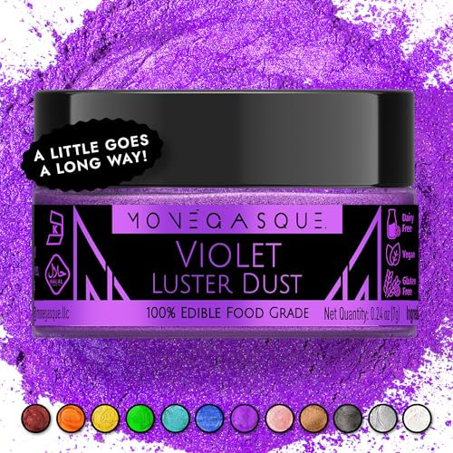 MONÉGASQUE Purple Edible Glitter for Drinks 7g – Violet Edible Glitter for Cakes - Christmas Cake Decorations Spray - Luster Dust for Drinks & Cocktail - Lustre Dust for Cakes, Drink Shimmer Cocktails
