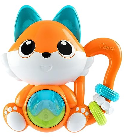 Chicco Sonaglio Musicale A Forma di Volpe, Trillino Elettronico, Suoni e attività Manuali, Orecchie in Plastica Morbida per La Dentizione, Sviluppo Abilità Manuali e Visive, Giochi Bambini 6-36 Mesi