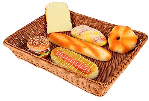 Cesto per Il Pane,Cestini in Vimini Intrecciato,Cestini Rettangolari per La Conservazione,Cesto per Frutta Impilabile Ristorante Che Serve Contenitore per Alimenti,per Servire Cibo, Frutta e Verdura