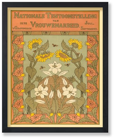 Poster Master Vintage Flower Poster - Retro National Exhibition of Women's Work Print - Dutch Art - Floral Gift for Her, Women - Art Nouveau Decor for Bedroom, Living Room - 8x10 UNFRAMED Wall Art