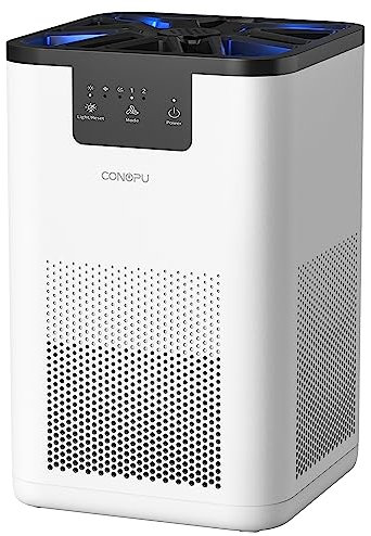 CONOPU Purificador De Aire Con Filtro Hepa H13, Air Purifier con Función de aromaterapia, Purificador De Aire Para Alergias Hogar con Filtración en 3 etapas, Luz nocturna