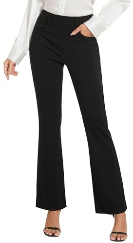 adorence Dambyxor kostym – Svarta eleganta byxor, affärsbyxor, slim fit tygbyxor med stretch, bootcut och 4 fickor – Perfekta för kontor och vardag Svart 78cm S