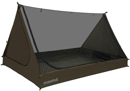 OneWind Mesh Tent for 2 Person, 2 Openings Inner Tent, Tarp Ultralight Trekking Pole, Tarp Backpacking Netting with Waterproof Bathtub Floor