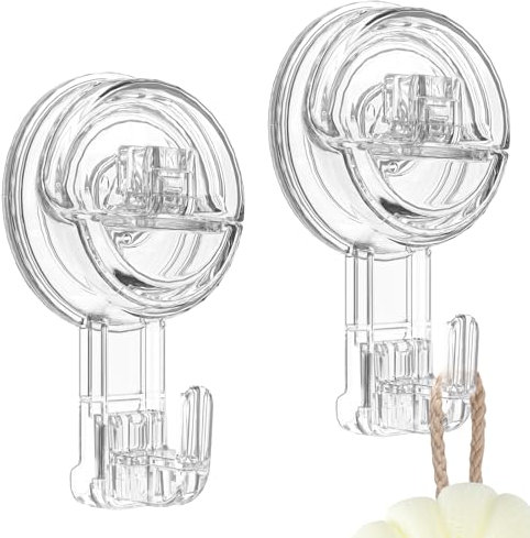 Oamwrae Crochet Ventouse, 2 Pcs Transparent Amovible Ventouse Salle de Bain Robuste 3 Kg, Sans Clous Porte Serviette Ventouse pour Douche, Salle de Bain, Cuisine, Fenêtre, Peignoir