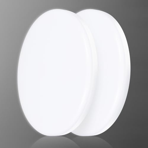 genatu Pack 2 Plafoniera LED Soffitto Baño IP65, 17W 2335lm (150W), Blanco Neutro 4000K, Redondo 22cm - Resistente a Humedad
