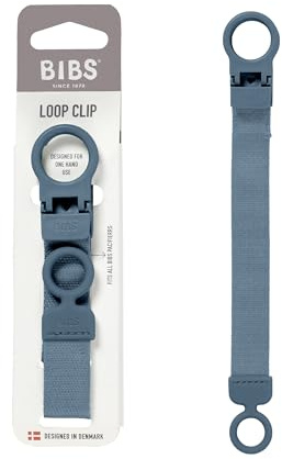 BIBS Loop Pacifier Clip - Sleek, Secure One-Handed Operation, Fits All BIBS and Most Brands, Machine Washable, Slim Profile for Comfort, Ages 0+ - Petrol