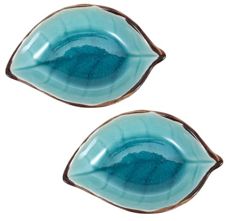 NAMOARLY 2pezzi Portacucchiaio Ceramico Forma Di Foglia Elegante Poggiamestolo Per Utensili Da Cucina Per Decorare Tuo Piano Di Lavoro Stile Moderno Per Cucchiaini Piccoli Utensili Design