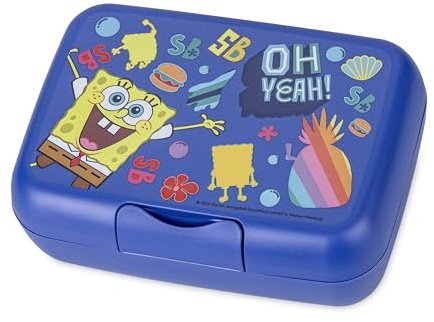 Koziol CANDY L SPONGEBOB Lunchbox | mit Trennschale, Clipverschluss | für Kinder | biozirkulärer Kunststoff bruchfest spülmaschinengeeignet | Schule Kindergarten Kita Reise (organic space blue)