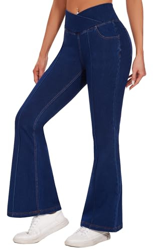 Desol V Cross Bootcut Jeans Damen mit 4 Taschen, High Waist Schlaghose Damen Jeans Flared Jeans Hohe Leibhöhe Stretch Schlagjeans für Party, Freizeit