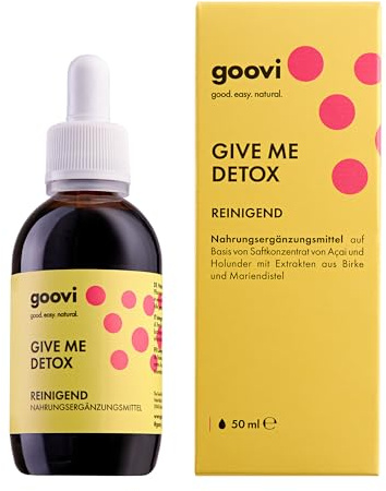 GOOVI Give Me Detox - Flüssiges Nahrungsergänzungsmittel mit Açai, Holunder, Mariendistel & Birkensaft - Ohne Zucker & Süßstoffe - 50ml