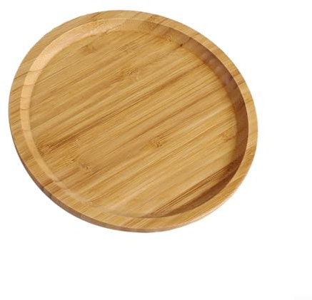 Fauhapyway Bandeja de madera de acacia, plato redondo natural, soporte de vajilla de madera para frutas, pizza, pan, postre, aperitivos (20 x 20 x 1,5 cm)