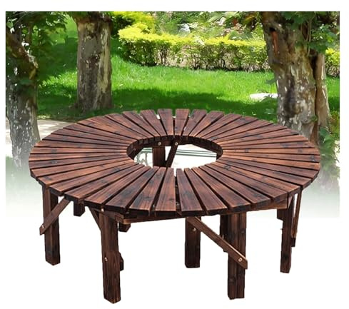 BZJPRFC Banco De Árbol con Bucle De 360°, Asiento De Jardín Exterior, Soporte For Flores For Balcón, con Listones De Madera Maciza, Capacidad De 400 Kg, For Césped
