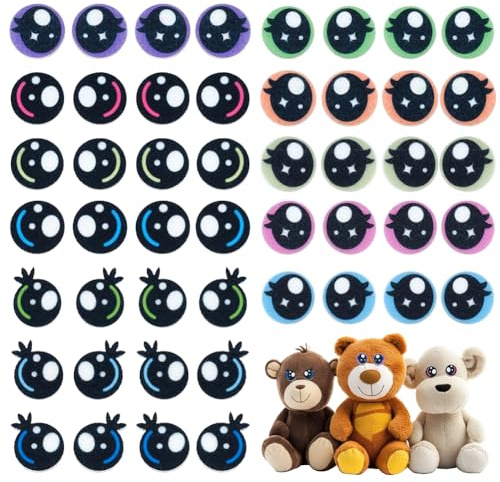 NBEADS 24 paio 12 stili Autoadesivo Occhi In Feltro per Artigianato, Animali Peluche Che Fanno Gli Occhi Occhi In Feltro con Ciglia Grandi Occhi per Il Fai Da Te Creazione Animali All'Uncinetto